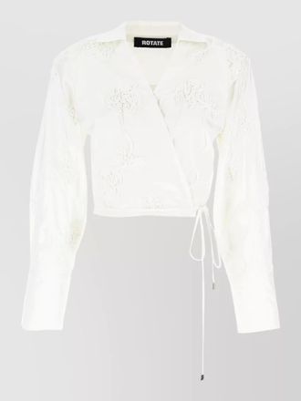 Rotate cotton wrap shirt long sleeves cropped