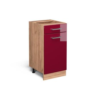 Vicco Mueble Bajo De Cocina R-line, Rojo Burdeos Alto Brillo, 40 Cm Sin Encimera Vicco