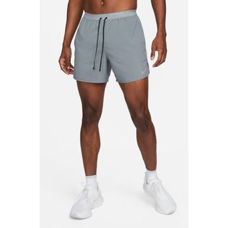 Nike Dri-FIT Stride 5-Inch Running Shorts in Grey/Black/Reflective Silver at Nordstrom, Size Xx-Large