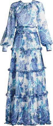 Tadashi Shoji Abito lungo a fiori - Blu