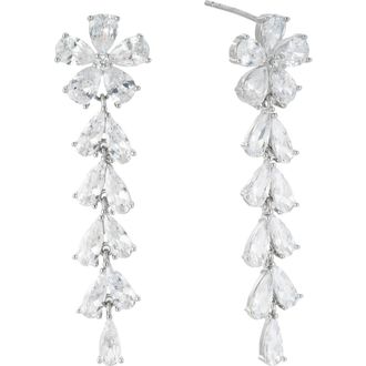 Untamed Petals Devotion Crystal Drop Earrings in Silver at Nordstrom
