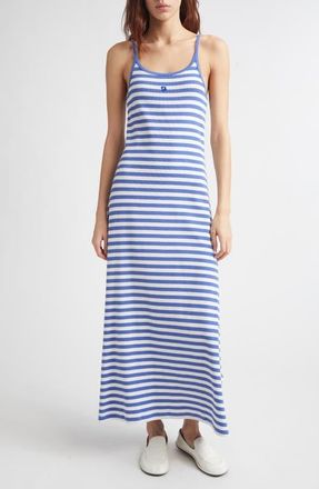 Marimekko Laulaa Tsrita Unkko Kiski Stripe Stretch Cotton Dress in Blue Off White at Nordstrom, Size X-Small