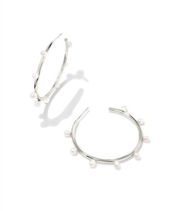 Kendra Scott Womens Leighton Hoop Earrings In Rhodium Silver