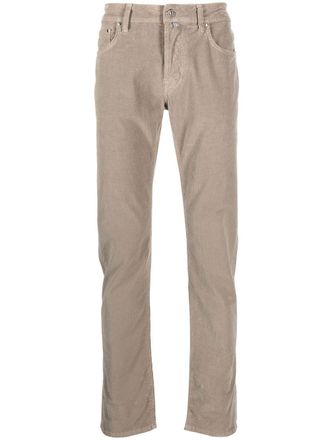 Jacob Cohen skinny-cut logo-patch trousers - Neutrals