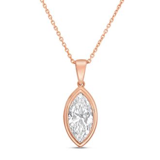 Diana M. Jewels 14kt rose gold 3.00 ct lab grown marquise bezel with bail pendant