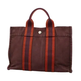 Herm&egrave;s Brown Canvas Tote Bag (Pre-Owned)