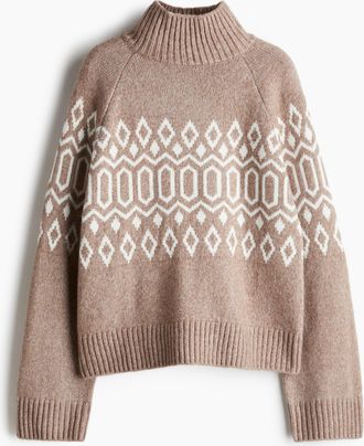 H&M Jacquard-Pullover mit Turtleneck - Brown