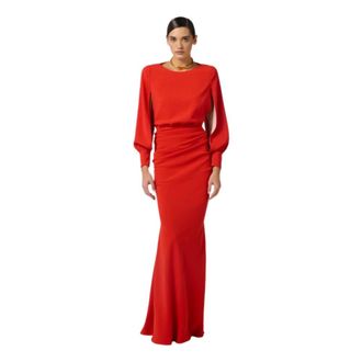 Elisabetta Franchi Gowns, female, Red, Size: XL Slim-Fit Evening Gown