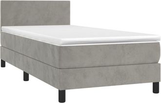vidaXL Cama Box Spring Colch&oacute;n Y Led Terciopelo Gris Claro 90x190 Cm Vidaxl