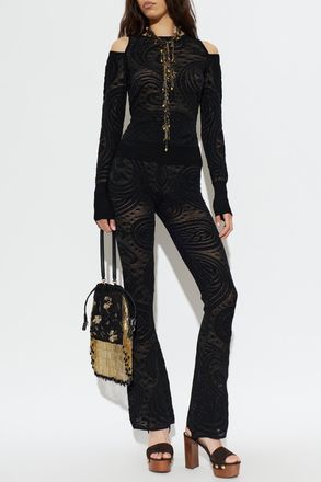 Etro Trousers With Flared Legs, Womens, Black