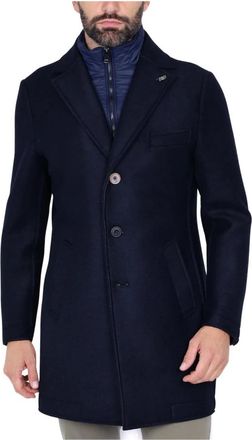 Bob Jassen, Heren, Blauw, L, Wol, Enkelrijige Jas