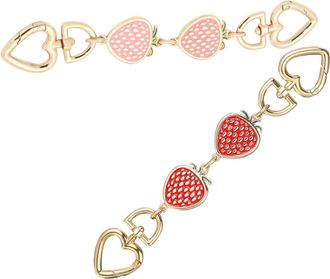 UPKOCH 2pcs Purse Chain Extender with Heart-shaped Clasps Metal Strap Extender for Shoulder Bags and Underarm Purses Strawberry Charm Design Easy-attach Repl