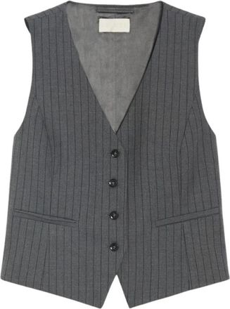 iBlues Grijze Melange Twill Vest Alassio - Dames - Gillet - Grijs - 2XS - Polyester - Kostuums