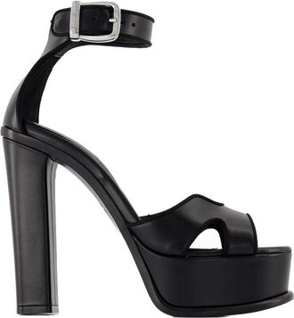 Alexander McQueen Schwarze Lederpumpen mit silbernen Hardware