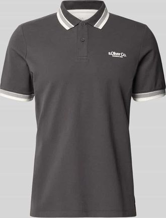 s.Oliver Red Label Regular Fit Poloshirt aus Baumwoll-Mix in Anthrazit, Gr&ouml;&szlig;e XXL