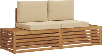 vidaXL 2 Uds. Conjunto De Sof&aacute;s De Exterior Natural Y Beige Vidaxl
