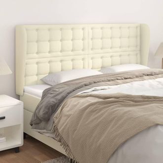 vidaXL Cabecero Con Orejas Cuero Sint&eacute;tico Crema 163x23x118/128cm Vidaxl