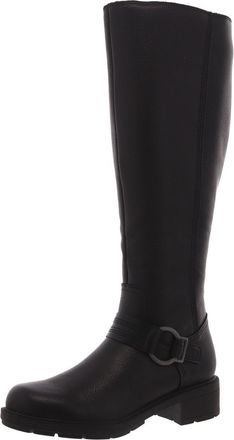 Clarks Womens Hearth Rae Wide Shaft Knee-High Boot, Black Leather, 6 UK
