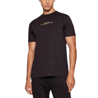 Karl Lagerfeld Tops, Heren, Zwart, L, Katoen, T-shirt met ronde hals