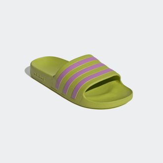 adidas Badesandale ADIDAS SPORTSWEAR AQUA ADILETTE, Damen, Gr. 37, lila (preloved lime, preloved lila, preloved lime), Synthetik, Schuhe Badesandale, Badelat