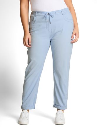 Tom Tailor Jogger Pants TOM TAILOR PLUS, Damen, Gr. 44, L&auml;nge 28, kentucky blau, Web, Obermaterial: 92% Baumwolle, 5% Polyester, 3% Elasthan. Futter: 100% Baumwo