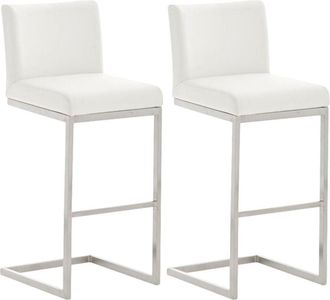Clp Lote De 2 Taburetes De Bar Paros Revestimiento De Polipiel Blanco