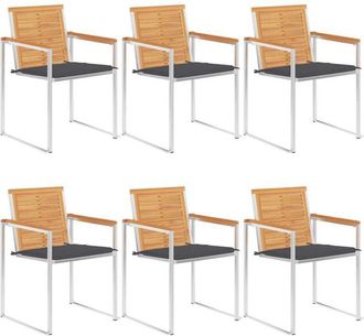 vidaXL Vidaxl - Sillas De Jard&iacute;n Y Cojines 6 Unidades Madera Maciza De Acacia