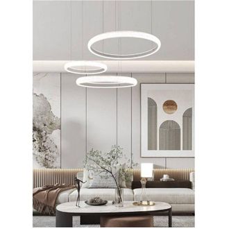 Trade Shop Trade Shop Traesio - Trade Shop - Lampadario Led 60w A Sospensione 3 Anelli Cristalli Luce 3000k 6500k 4000k Lp-39b