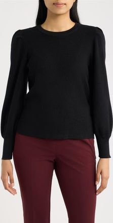 Anne Klein Puff Shoulder Sweater in Anne Black at Nordstrom, Size X-Large