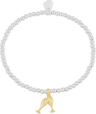 Estella Bartlett Sienna Champagne Beaded Stretch Bracelet in Gold at Nordstrom