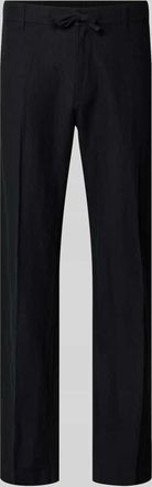 Selected Straight Leg Leinenhose mit Tunnelzug Modell LEROY in Black, Gr&ouml;&szlig;e XXL