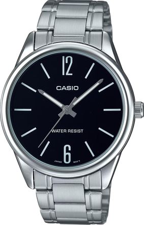 Casio Mens Silver Analog Watch with Black Dial - MTP-V005D-1B