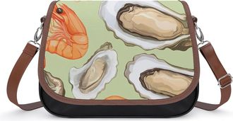 Generic Oyster And Shrimp Crossbody Bag Womens Handbag PU Message Bags Shoulder Purse with Adjustable Strap