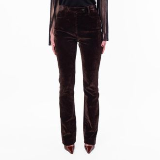 Ferragamo Straight-Leg Flock Velvet Trouser, Brand Size 46 ( US Size 12 )