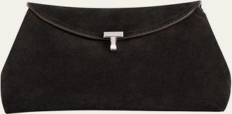 Toteme T-Lock Clutch Bag in Smooth Suede