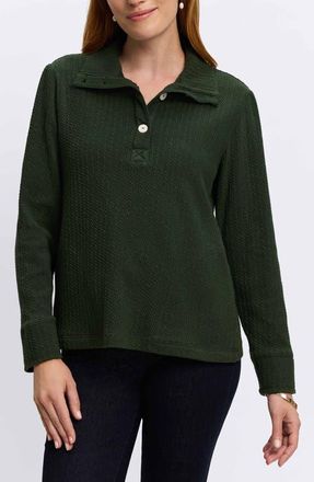 Foxcroft Sammy Cotton Blend Polo Top in Dark Green at Nordstrom, Size X-Large