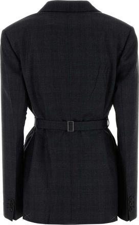 Prada Womens Virgin Wool Blazer Gray Blazers