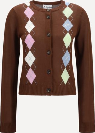 Ganni Cardigan con motivo a rombi Woman XS