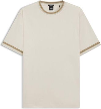 BOSS Contrast-tipping slim-fit T-shirt in mercerised cotton
