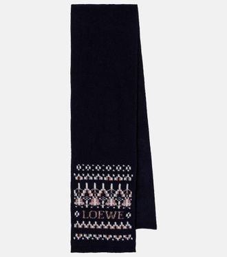 Loewe Logo sequined wool-blend jacquard scarf