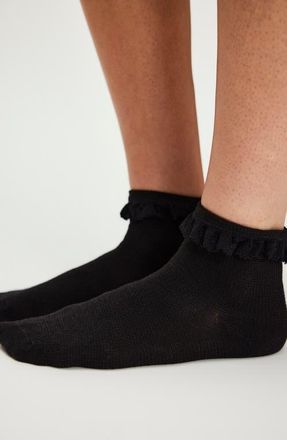 Free People Beloved Waffle Knit Ankle Socks in Black at Nordstrom