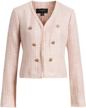 Tahari by ASL Boucl&eacute; Jacket in Slipper Pink at Nordstrom, Size 14