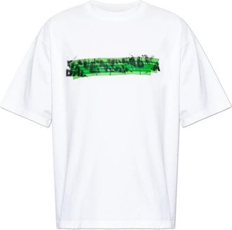 Balenciaga T-shirt met print - Heren - T-shirts - Wit - S - Katoen - Tops