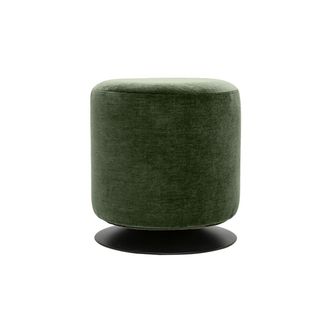 Miliboo Reposapi&eacute;s Redondo Giratorio De Tela Efecto Terciopelo Verde Caqui Y Metal D39.5 Cm Volnay