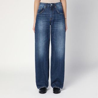 Department Five Womens Wide-leg Pop Blue Jeans With Washed Effect - Dark Blue Cotton - Size 30 (Waist)