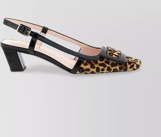 Roger Vivier leather leopard-print slingback pumps