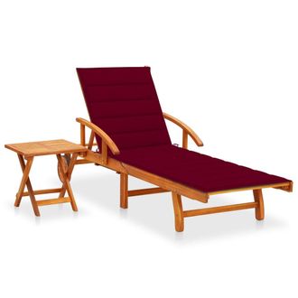vidaXL Tumbona De Jard&iacute;n Con Mesa Y Coj&iacute;n Madera Maciza De Acacia Vidaxl