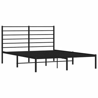 Berkfield Home Metal Bed Frame with Headboard Black 140x190 cm