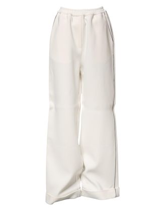 Dolce & Gabbana Womens Wide Leg Contrast Piping Pants - Light Grey