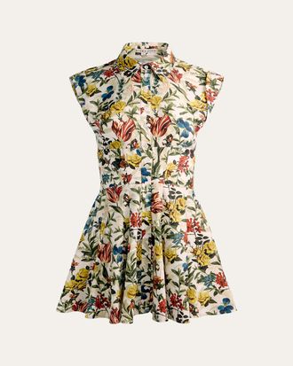Alice & Olivia Kim Paneled Floral Mini Shirtdress